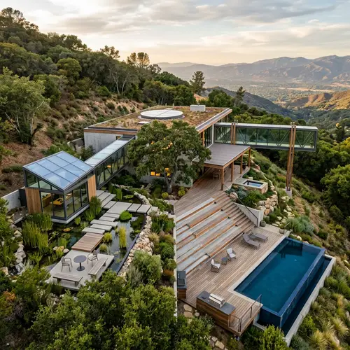 Stunning Hillside Home with Glass Tunnels and Infinity Pool