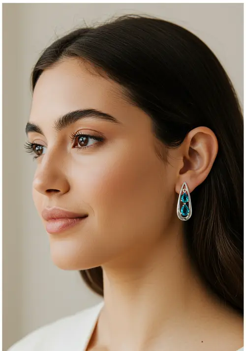 Modern Silver Earrings with Blue Gemstones