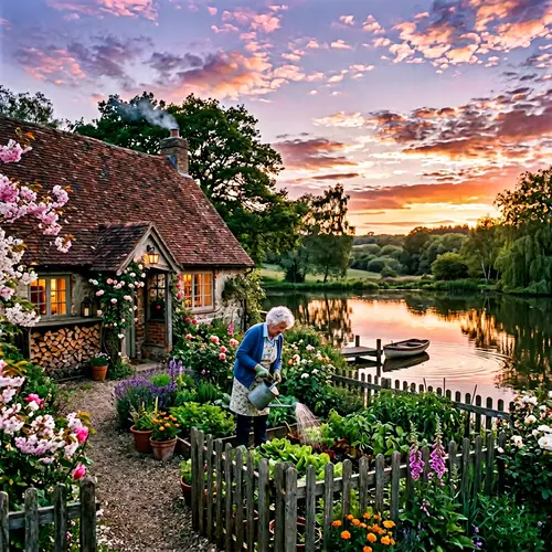 Peaceful Rustic Countryside at Sunset
