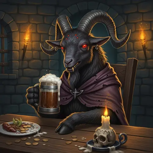 Diabolical Goat Enjoying Beer