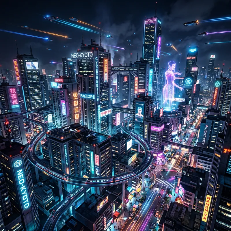 Neon-Lit Cyberpunk Cityscape: A Futuristic Metropolis Scene
