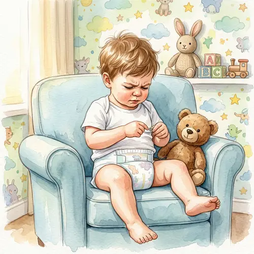 Adorable Watercolor Toddler in a Big Diaper