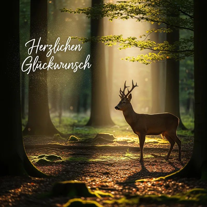 Beautiful Hunting Motif with Roe Deer for Birthday Card