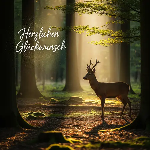 Beautiful Hunting Motif with Roe Deer for Birthday Card