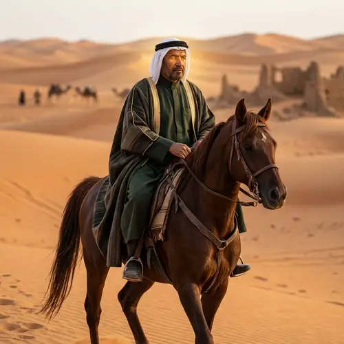 Middle-Eastern Man Riding Horse: Symbolizing Courage & Wisdom