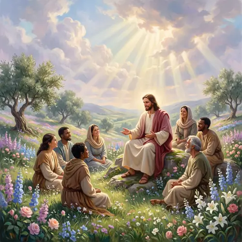 Ethereal Scene with Christ: A Divine Journey