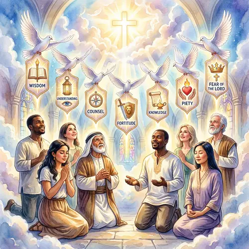 Diverse Group Experiencing Holy Spirit's Gifts | Watercolor Painting