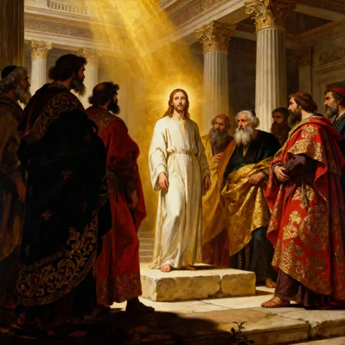 Jesus Confronts Scribes in Jerusalem - Baroque Art Scene