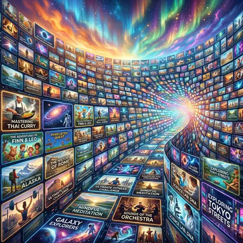 Diverse Collection of Video Containers: Cooking, Children Stories, Science, Travel