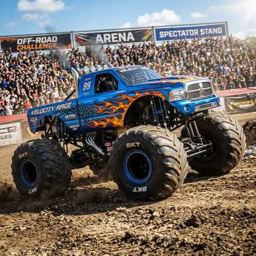 Giant Blue Monster Truck: A Racing Powerhouse