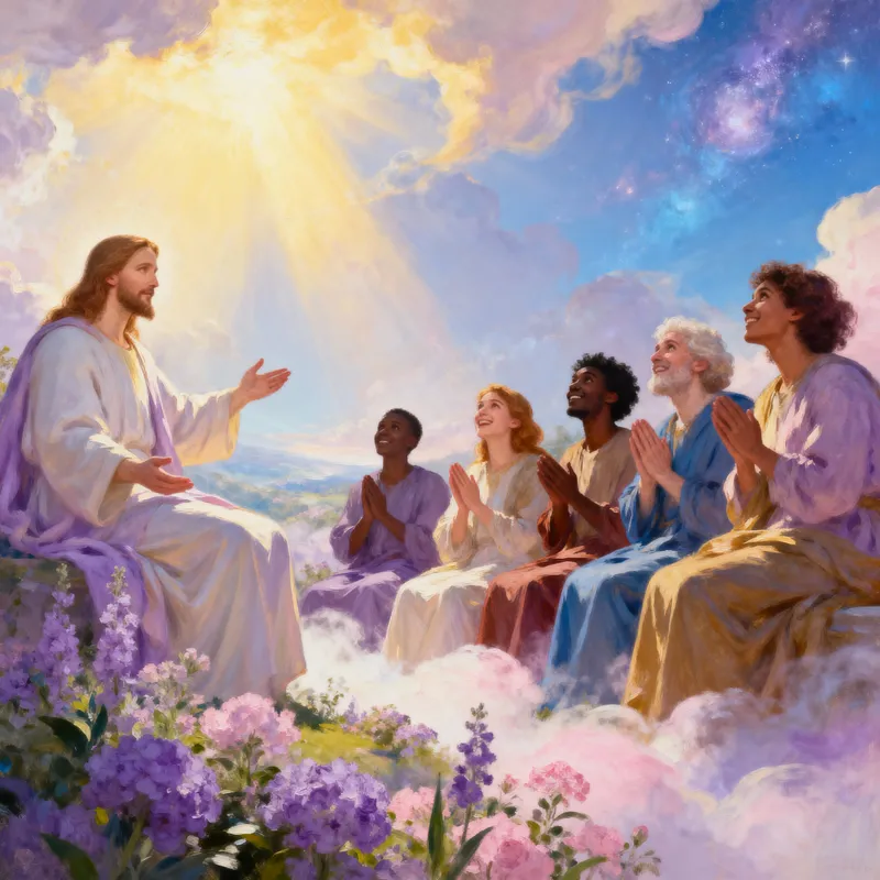 Ethereal Scene with Christ: A Divine Journey