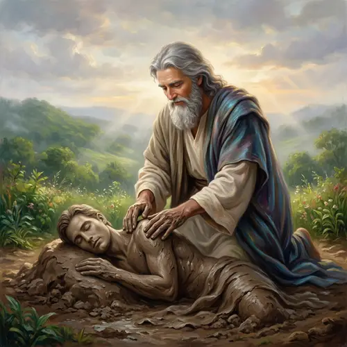 Divine Creation: Sculpting Life from Clay