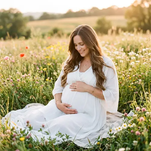 Serene Portrait of a Pregnant Woman in Nature