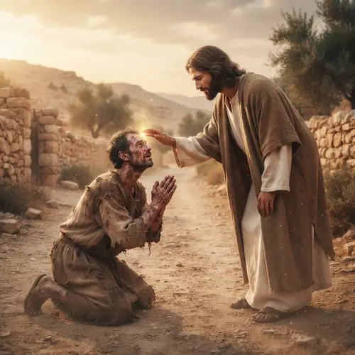 Cinematic Biblical Scene: Jesus and the Leper