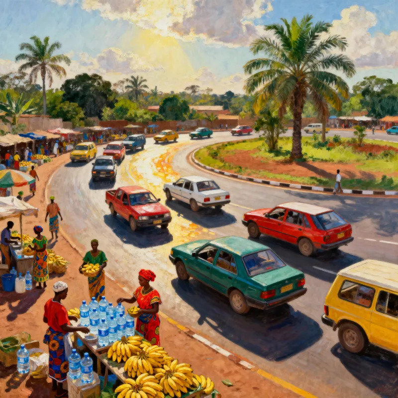 Vibrant African Roundabout: A Scene of Activity