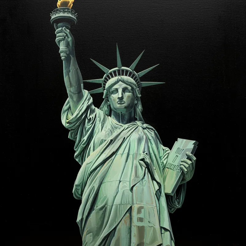 Oil Painting of the Statue of Liberty Without Background