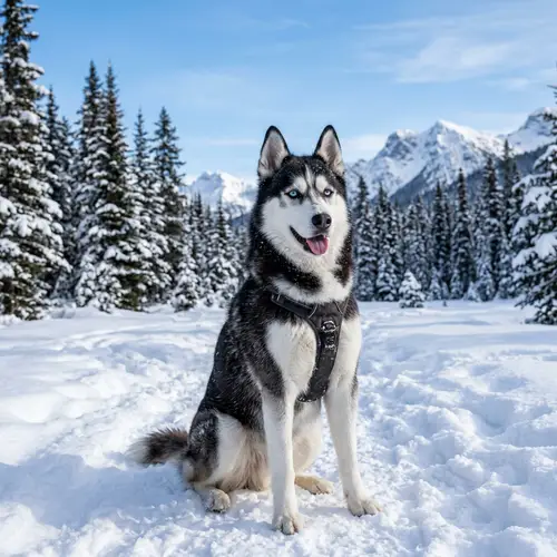Siberian Husky in Snow-Covered Landscape - Majestic Breed