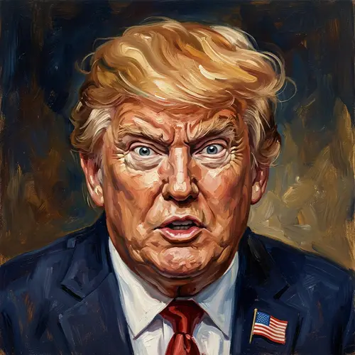 Exaggerated Caricature Oil Portrait of Donald Trump