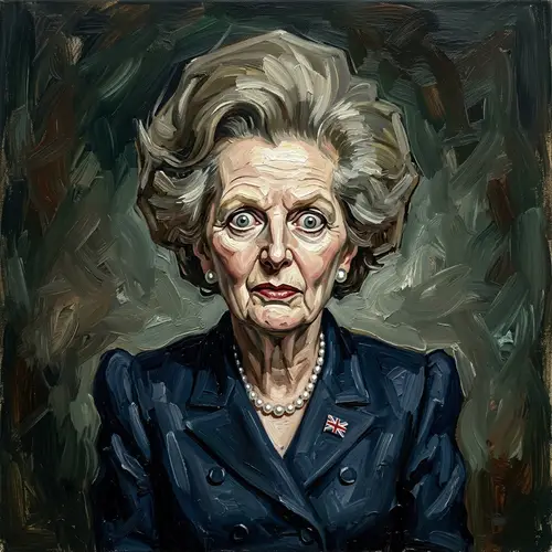 Exaggerated Caricature Portrait of Margaret Thatcher