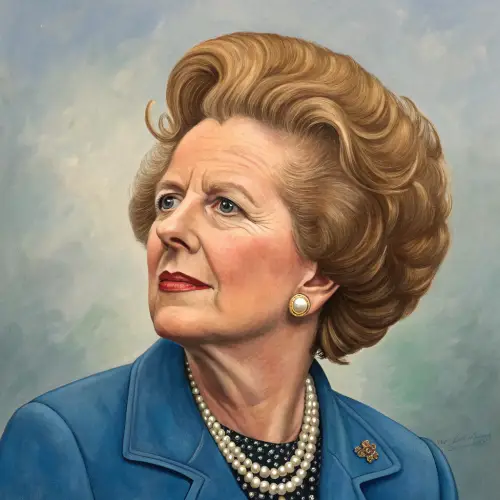 Exaggerated Caricature Portrait of Margaret Thatcher