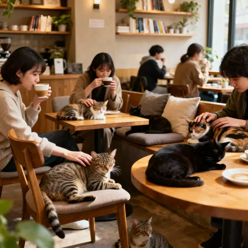 Cat Café with Coffee & Cuddly Cats