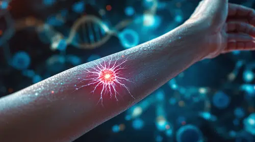 Hyperrealistic Image of Arm Injury and Cell Regeneration