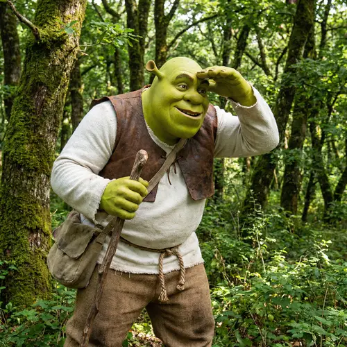 Green Ogre Hunting in Woods - Shrek Style