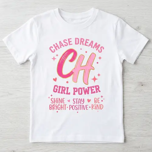 Chic Pink Phrase T-Shirt Design for Girls