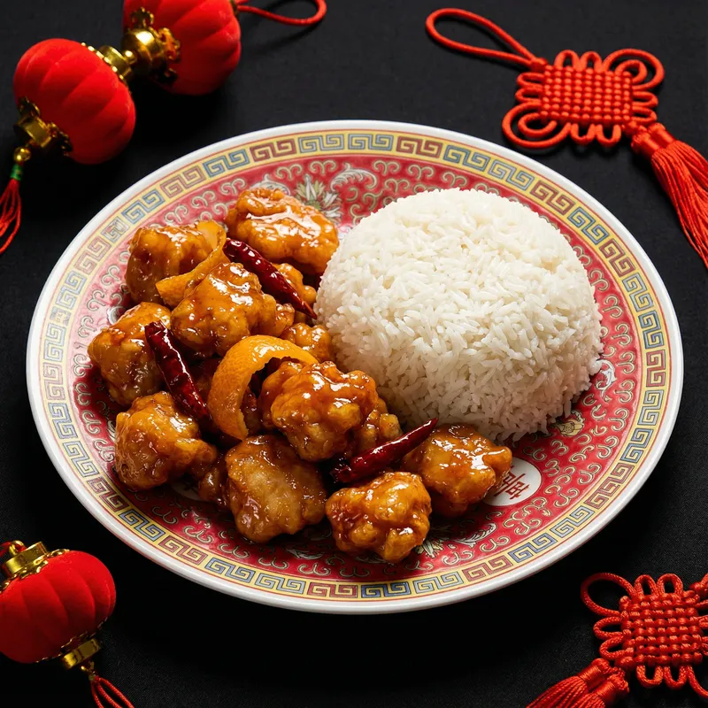 Hyperrealistic Chinese Orange Chicken Dish