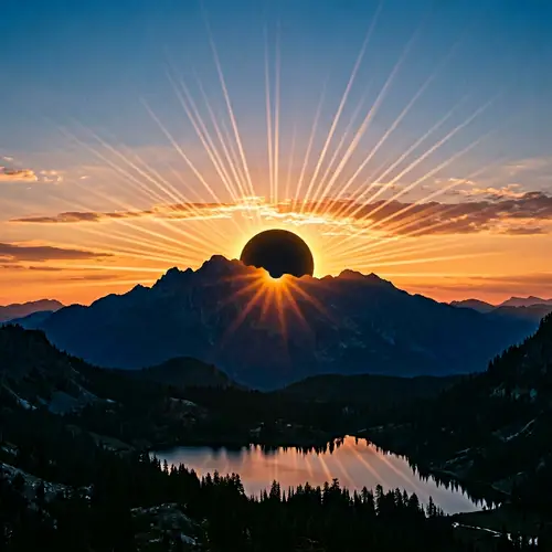 Sunrise Behind Mountain | Silhouette Sun and Rays