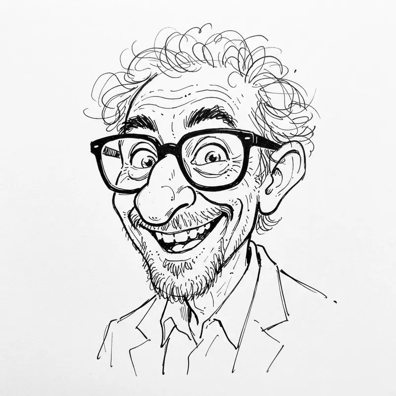 Quirky Minimalist Ink Caricature Portraits Quirky Minimalist Ink Caricature Portraits