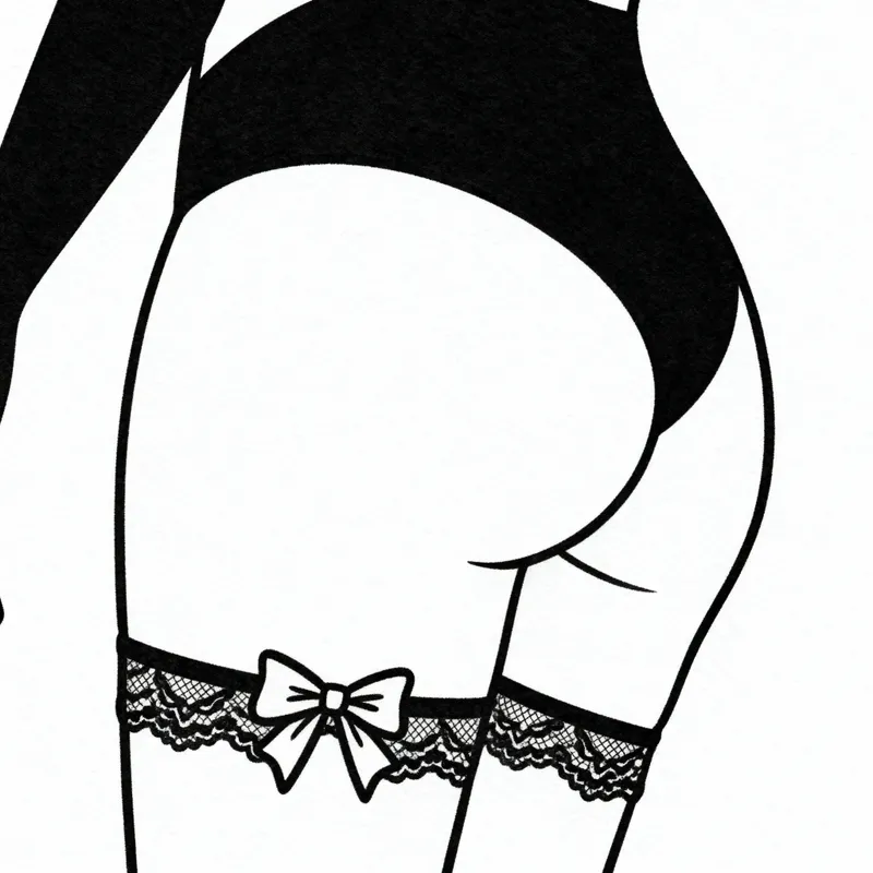 Provocative Black Tattoo Design for Women's Buttock