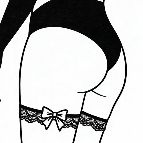 Provocative Black Tattoo Design for Women's Buttock