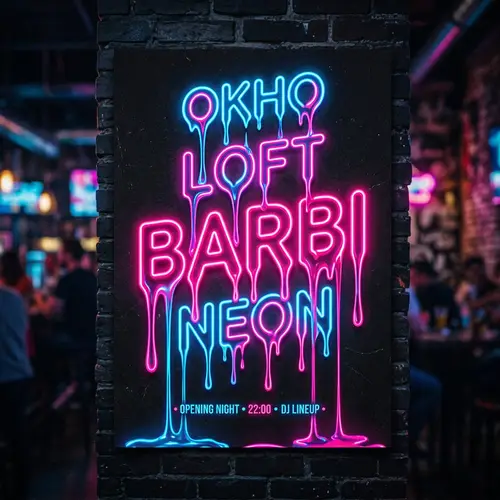 OKHO LOFT BARBI NEON Poster with Liquid Effect