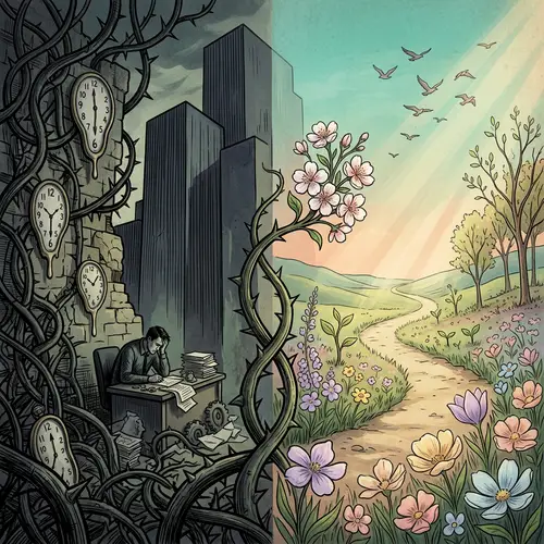 Transformative Journey from Burnout to Recovery - Digital Painting