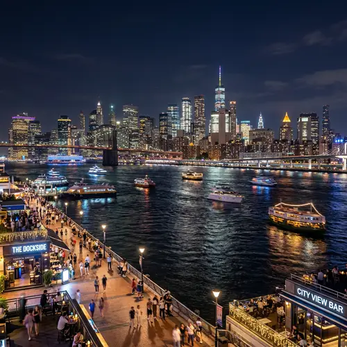 Stunning Nightlife View with City Skyline & Water