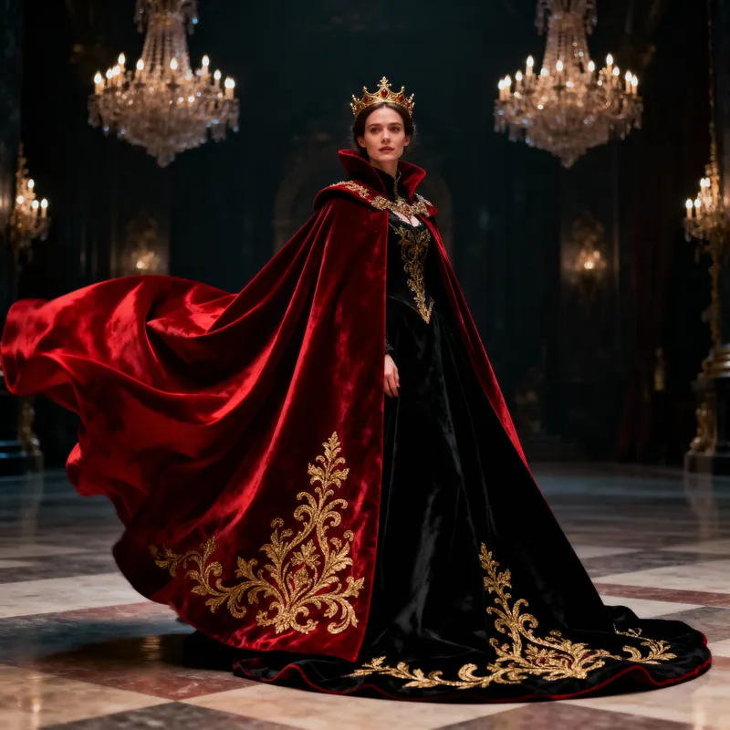 Realistic Red and Black Queen Cape