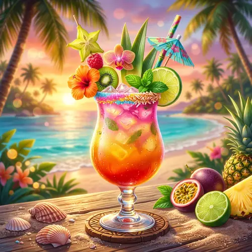 Tropical-Themed Cocktail: Vibrant Colors & Exotic Ingredients