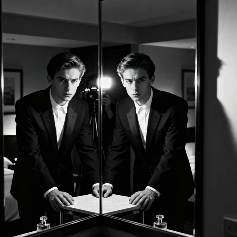 Dramatic Black and White Photo of a Young Man Dramatic Black and White Photo of a Young Man