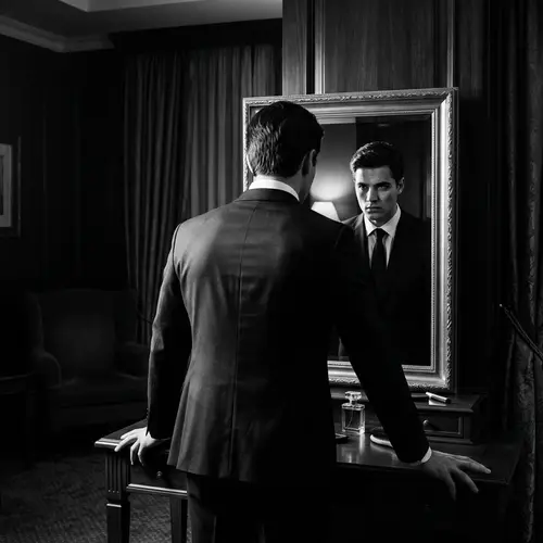 Dramatic Black and White Photo of a Young Man