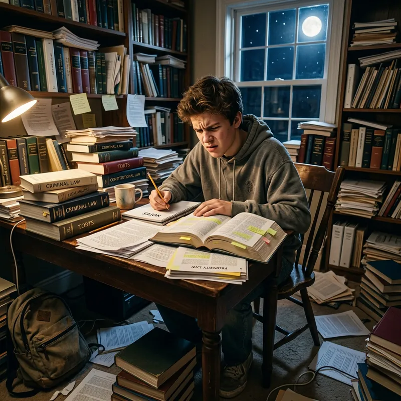 Struggling Teenager Studies Law - Challenges and Concentration Struggling Teenager Studies Law - Challenges and Concentration