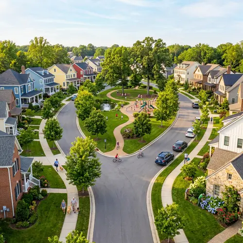 Serene Neighborhood with Distinctive Houses | Peaceful Community