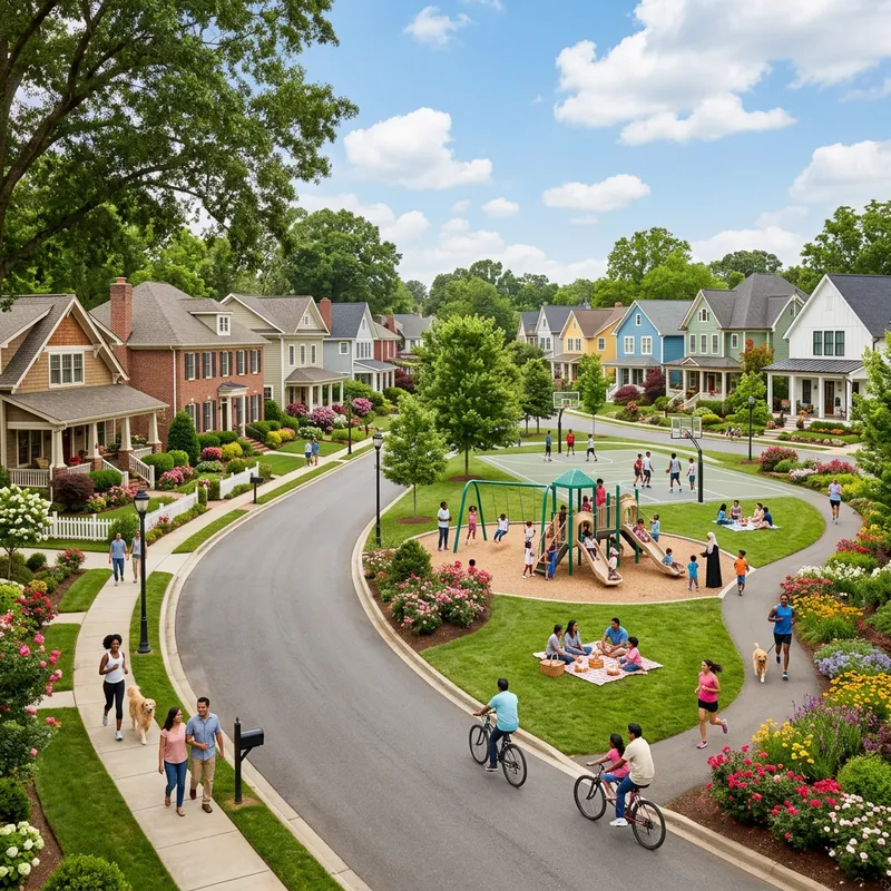 Vibrant Community Neighborhood with Park and Diverse Residents