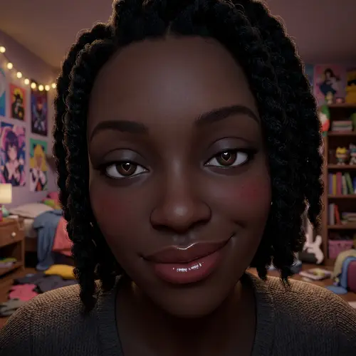 Vibrant 3D Anime Art of a Mischievous Woman