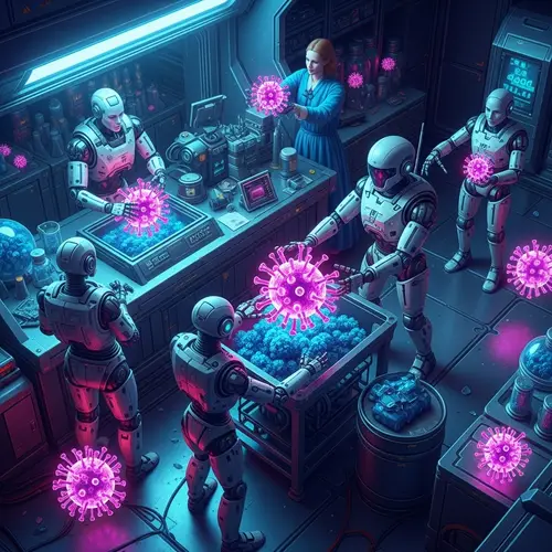 Futuristic Biosafety Laboratory with Advanced Robots