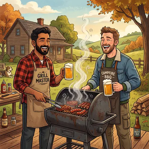 Fun BBQ Moments with Friends in the Countryside