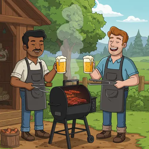 Fun BBQ Moments with Friends in the Countryside
