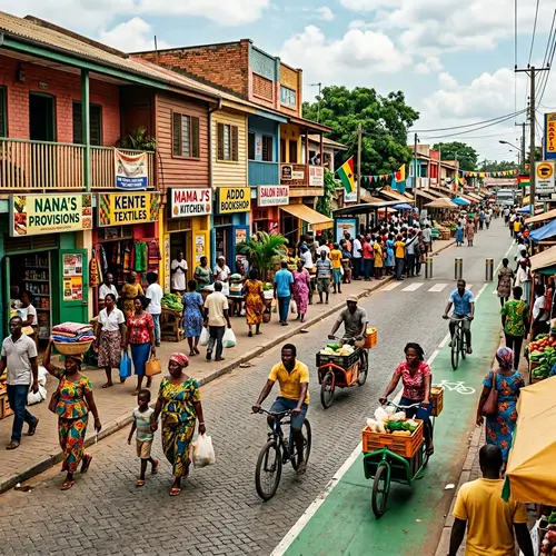 Vibrant African Urban Street Scene | Community & Commerce Exploration