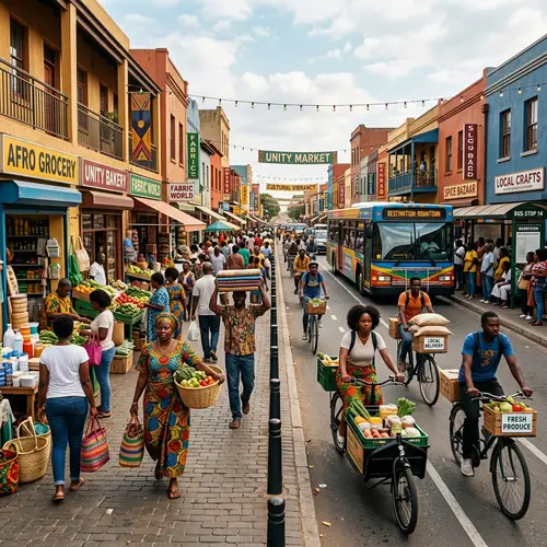 Vibrant Urban Street Scene: African Culture & Commerce