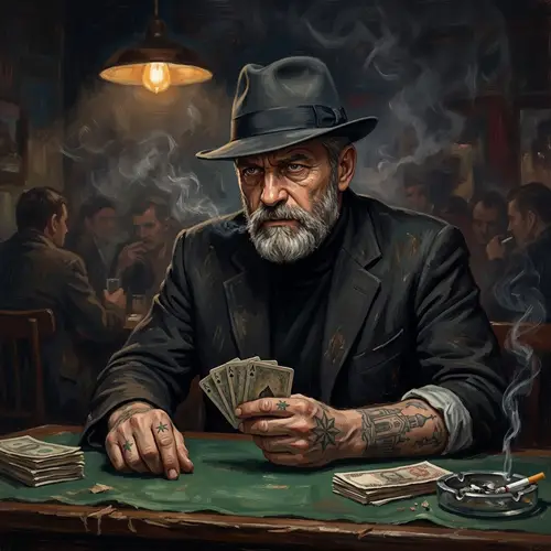 Mysterious Thief in Law at a Smoky Bar - Illustration
